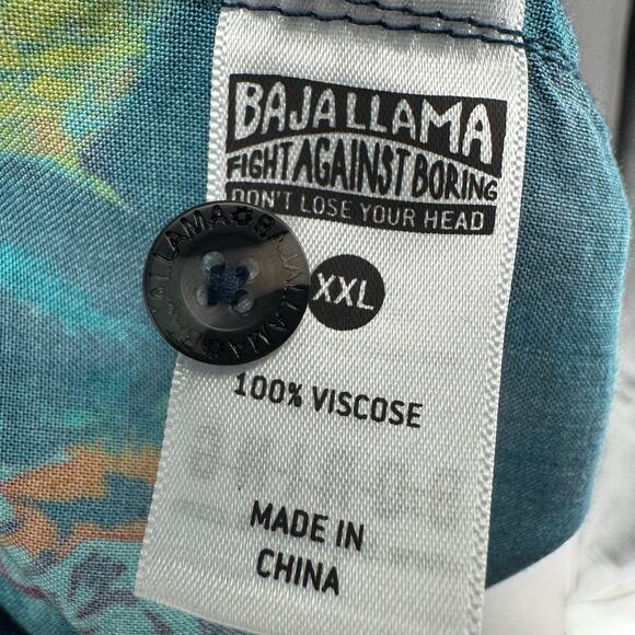 Baja Llama 121 Do One Nighthawk Button Up Hawaiian Shirt Mens XXL Blue Tigers - Picture 15 of 16